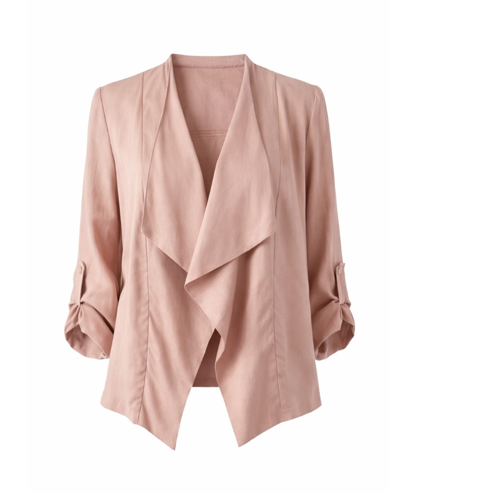 ASTR the Label Draped Open-Front Jacket / Blazer Dusty Rose Size M